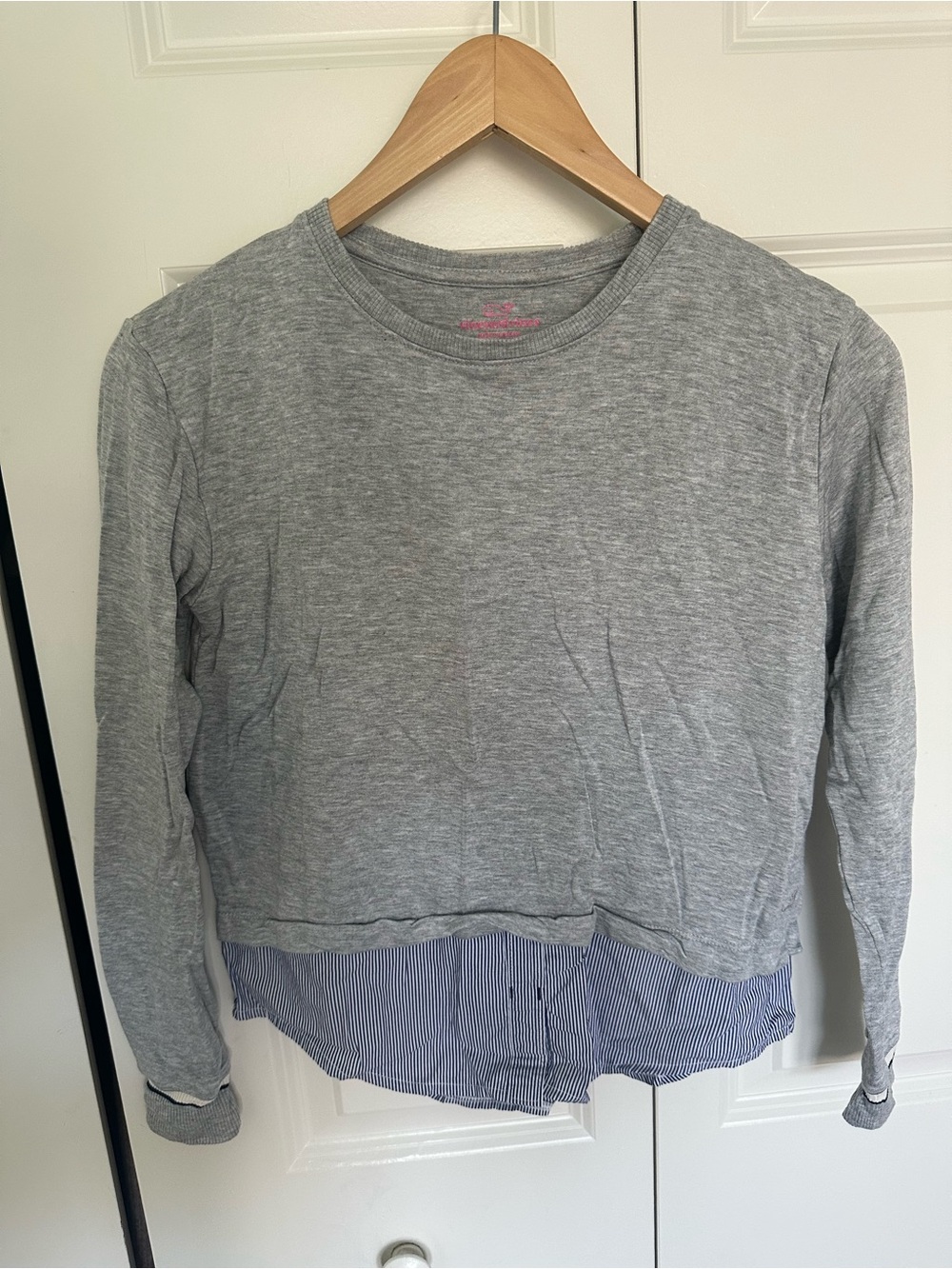 Girls' Vineyard Vines Large Layered-Look Grey Long-Sleeve Top